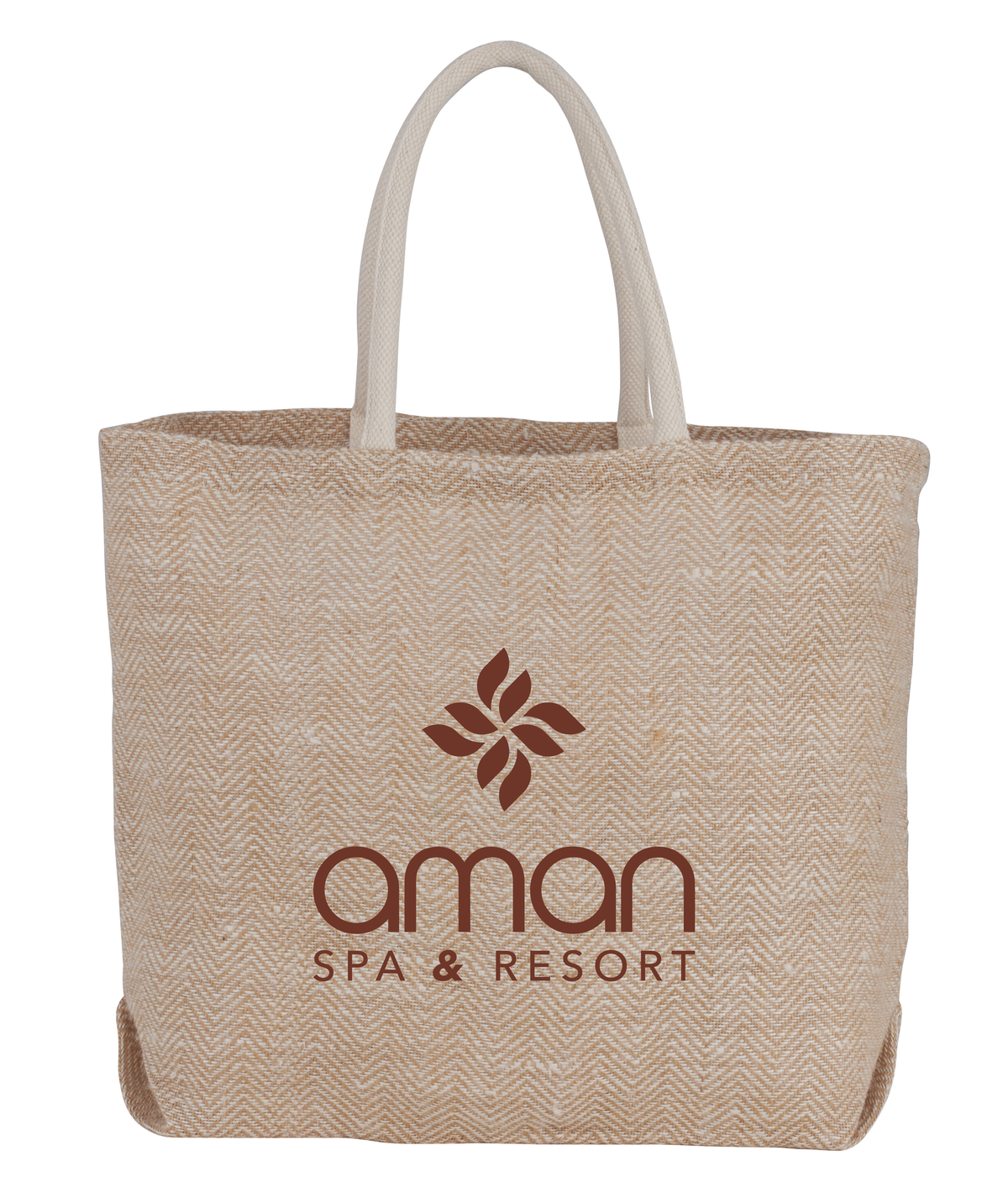 Custom Herringbone Jute Tote