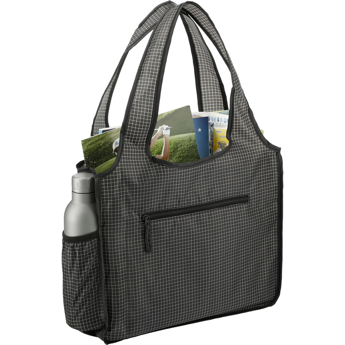 Custom Grid Bungalow Tote - angle