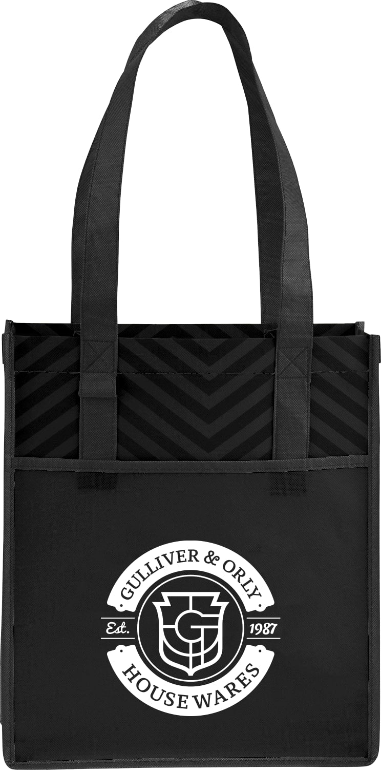 Custom Printed Chevron Non-Woven Shopper Tote - decorated SM-5991BK