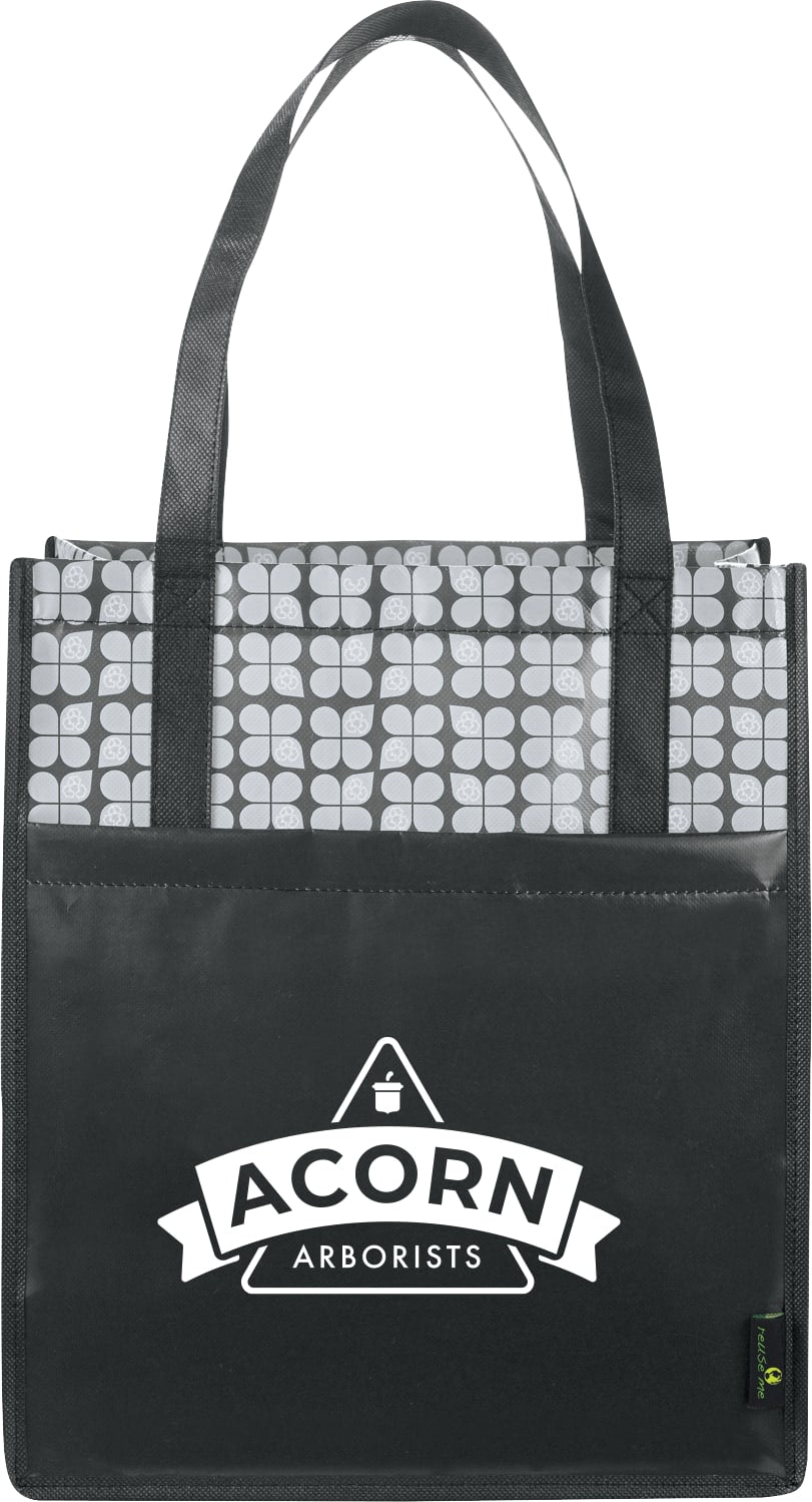 Custom Big Grocery Laminated Non-Woven Tote - decorated SM-5996BK