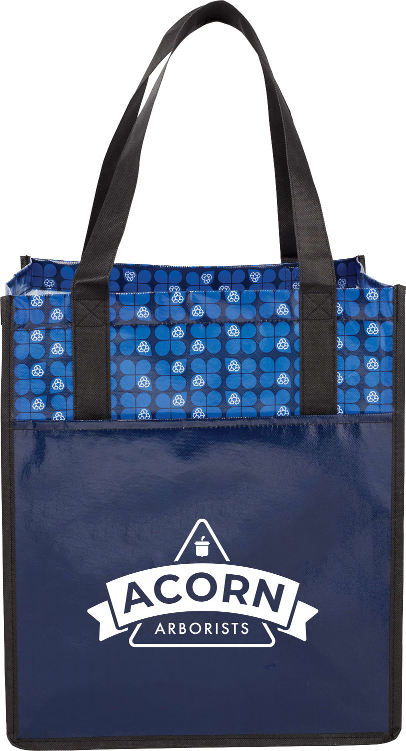 Custom Big Grocery Laminated Non-Woven Tote - decorated SM-5996NY