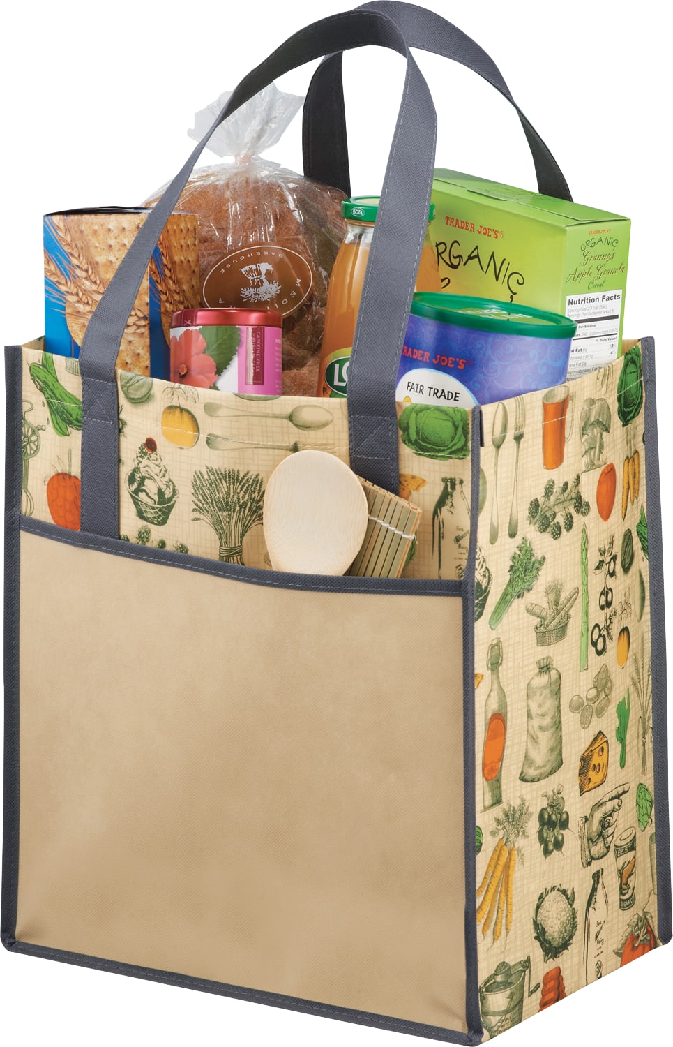 Custom Big Grocery Vintage Laminated Non-Woven Tote - angle
