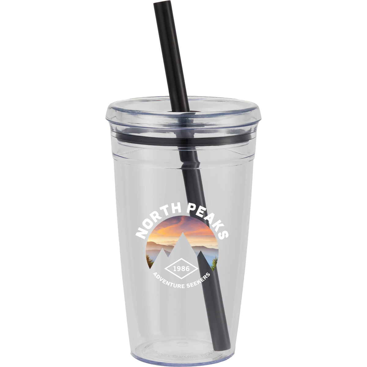 Custom Anna Recycled Acrylic Tumbler w/ Straw 15oz - decorated SM-6560BK