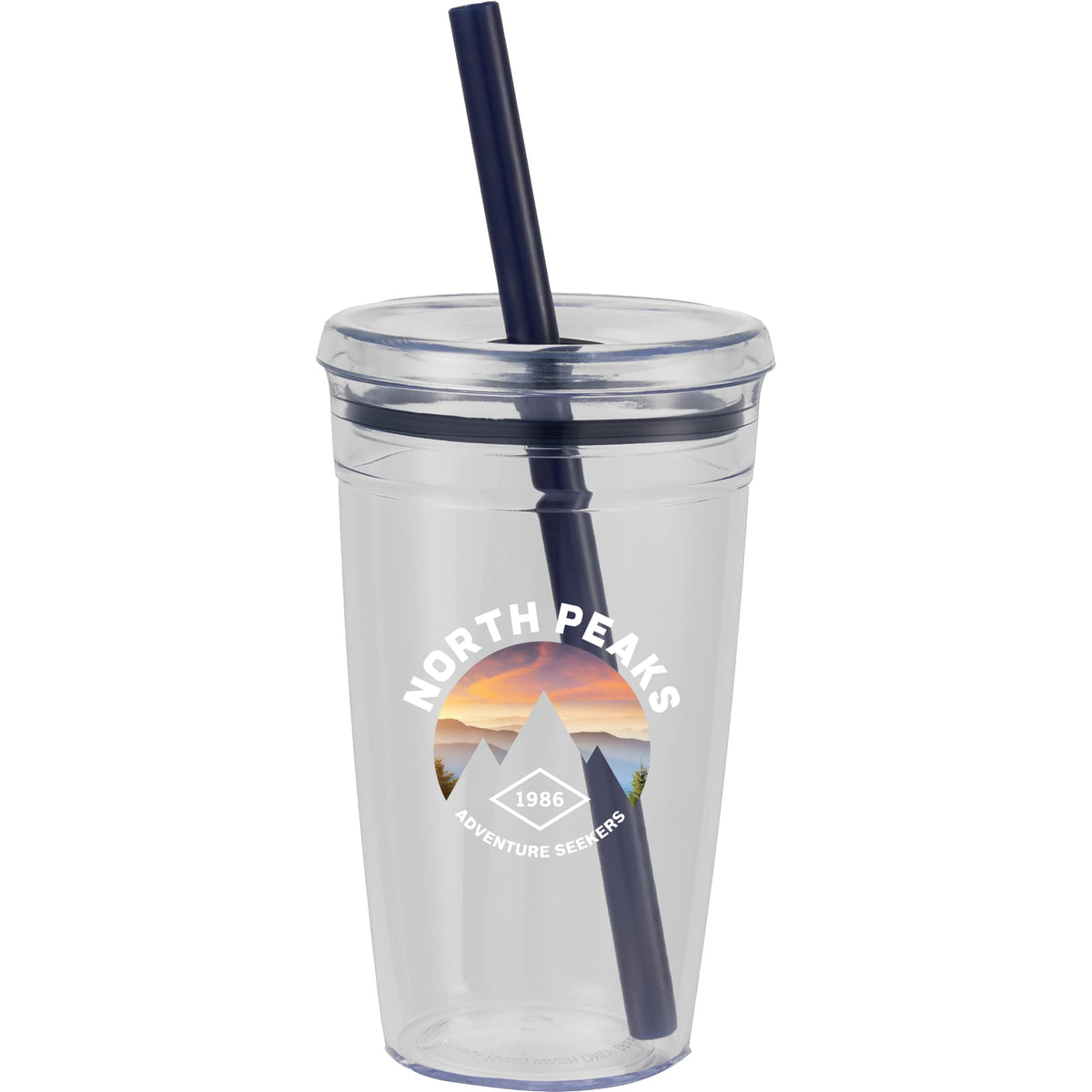 Custom Anna Recycled Acrylic Tumbler w/ Straw 15oz - decorated SM-6560BL