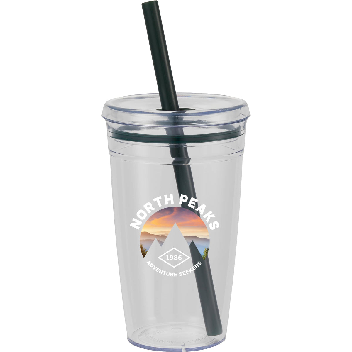 Custom Anna Recycled Acrylic Tumbler w/ Straw 15oz - decorated SM-6560GR