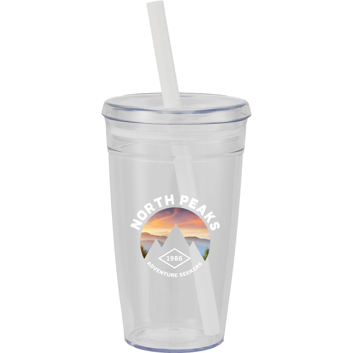 Custom Anna Recycled Acrylic Tumbler w/ Straw 15oz - decorated SM-6560WH