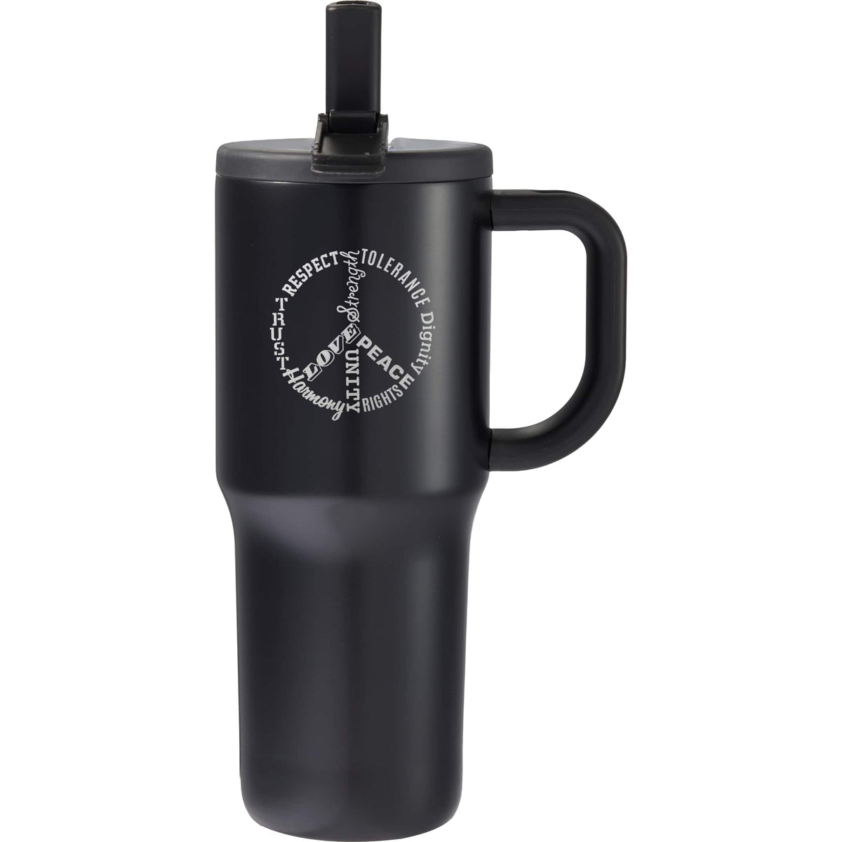 Custom Alpine 30oz Vac Insul Mug w/protective straw cover - decorated SM-6983BK