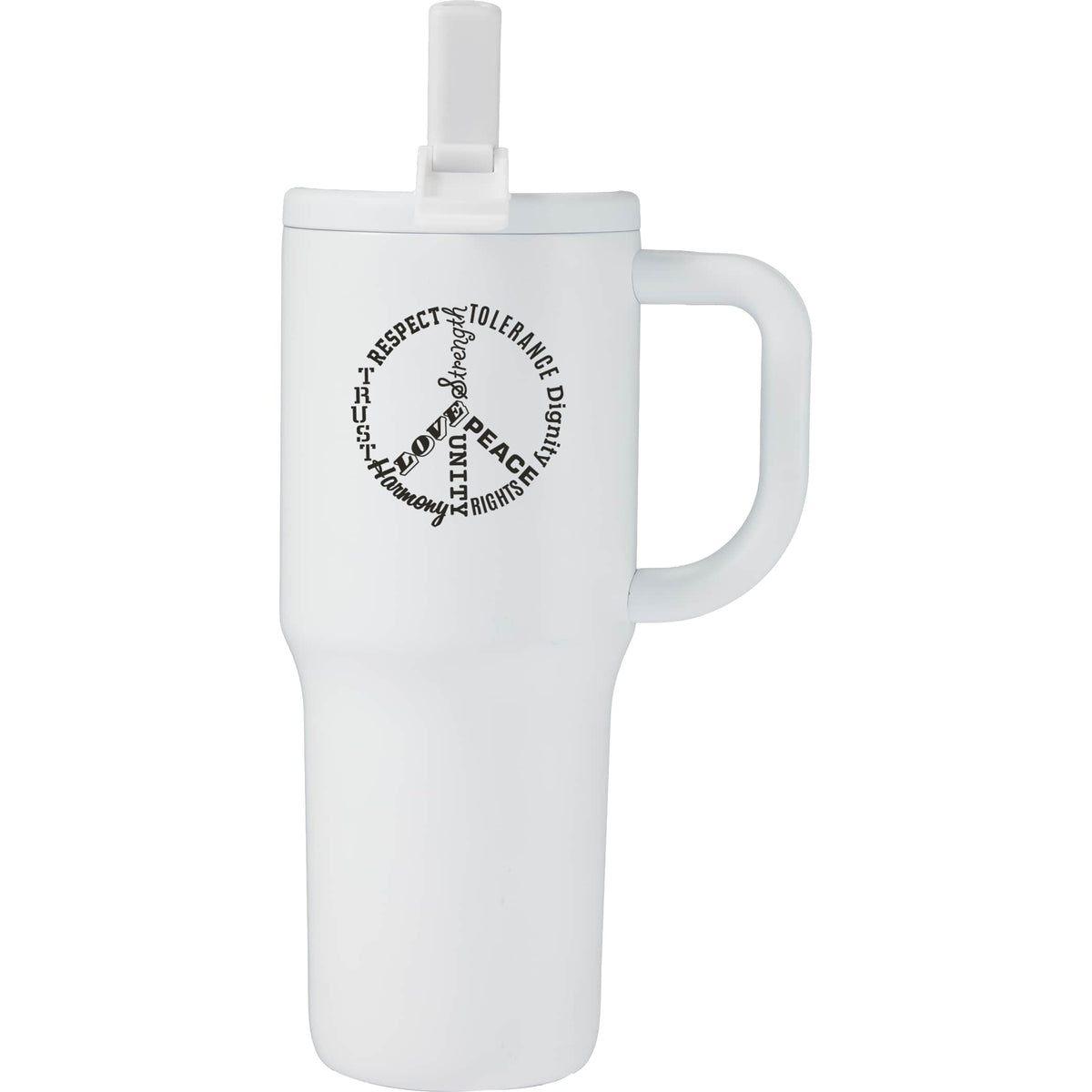 Custom Alpine 30oz Vac Insul Mug w/protective straw cover - decorated SM-6983WH