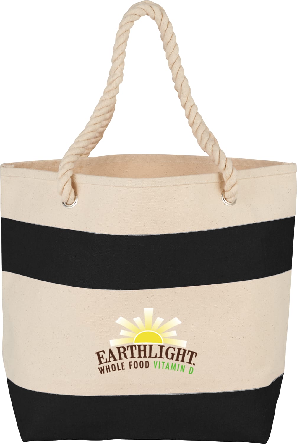 Custom Rope Handle 16oz Cotton Canvas Tote - decorated SM-7092BK