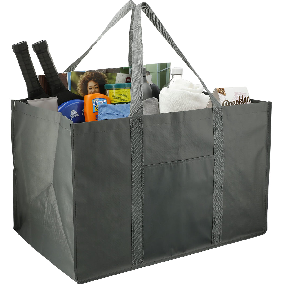 Custom Recycled Woven Utility Tote - angle