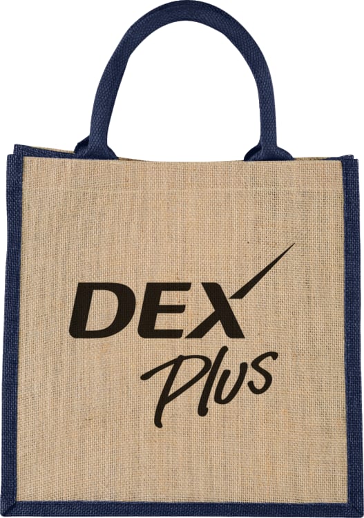 Custom Medium Jute Gift Tote - decorated SM-7124NY