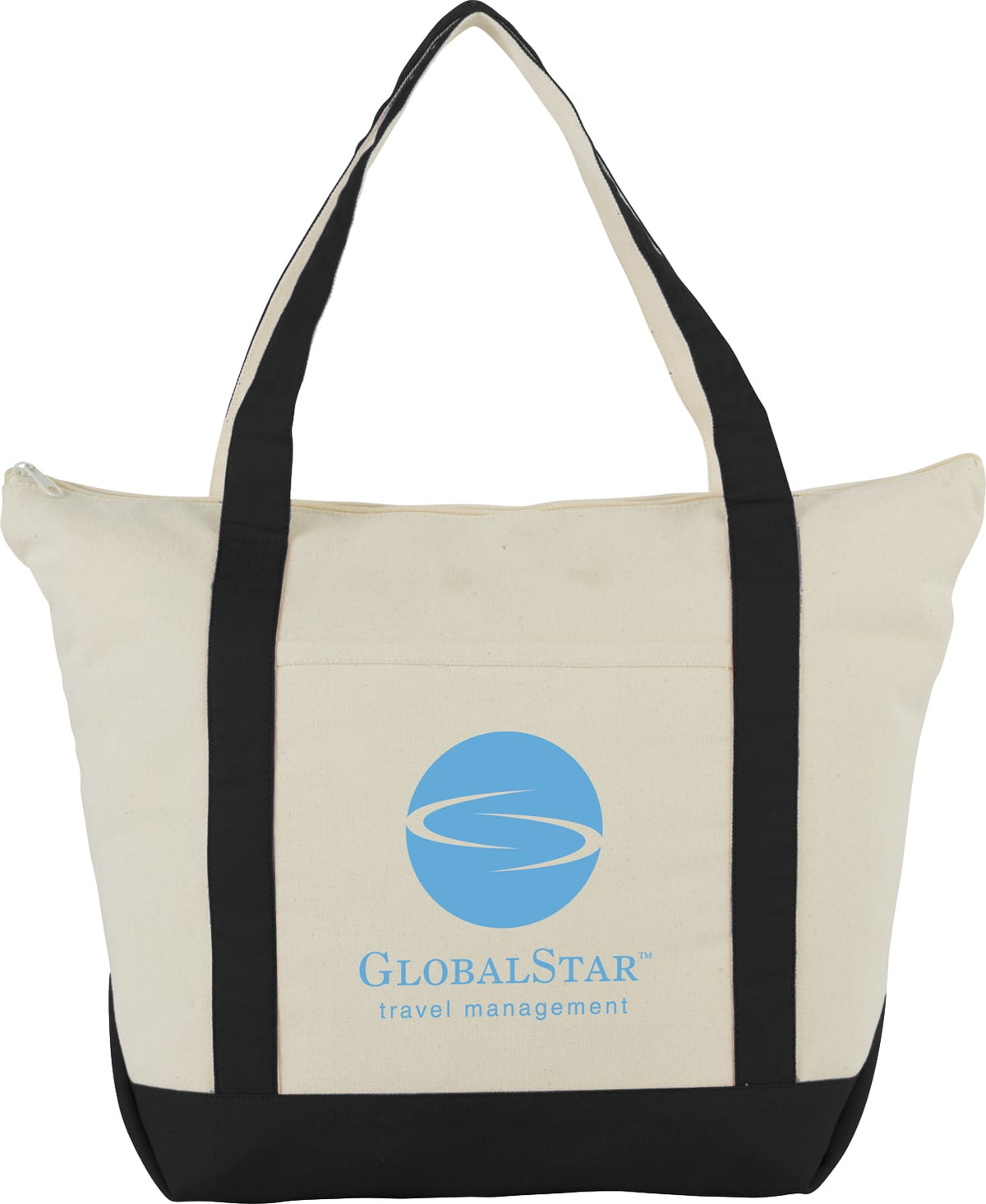 Custom Classic 12oz Cotton Canvas Zippered Boat Tote - decorated SM-7214BK