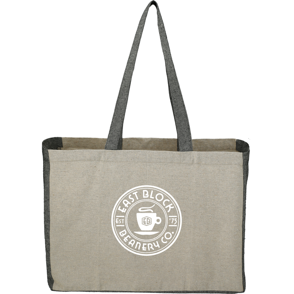 Custom Recycled Cotton Contrast Side Shopper Tote