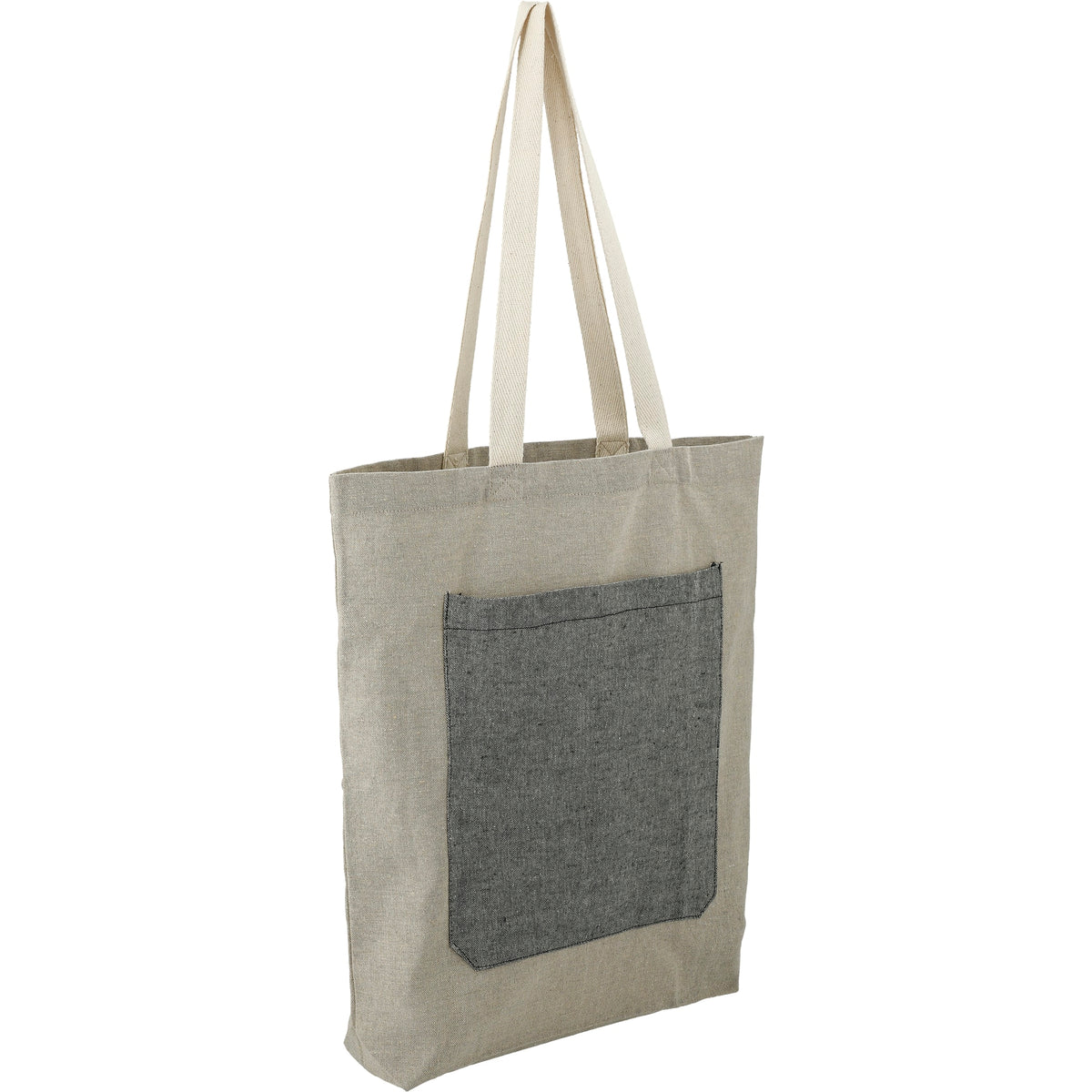 Custom Recycled Cotton Pocket Tote - angle