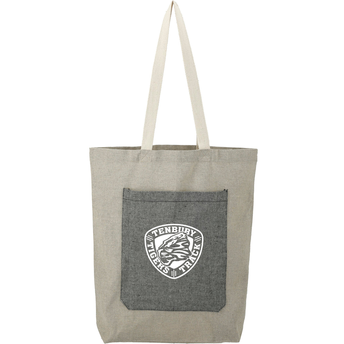 Custom Recycled Cotton Pocket Tote - decorated SM-7227NTBK