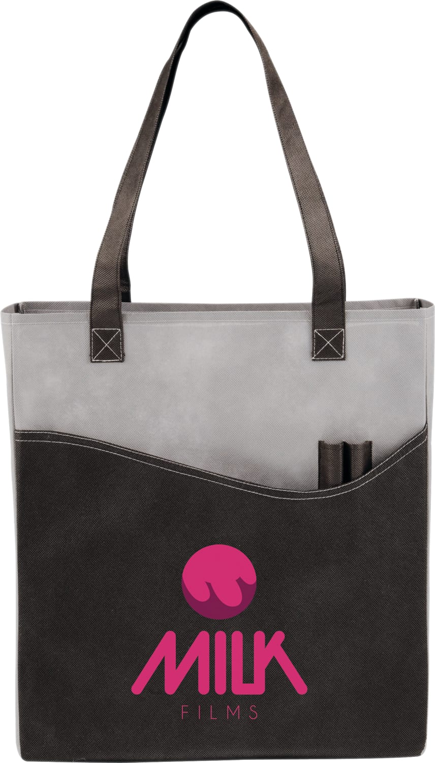 Custom Rivers Pocket Non-Woven Convention Tote - decorated SM-7325BK
