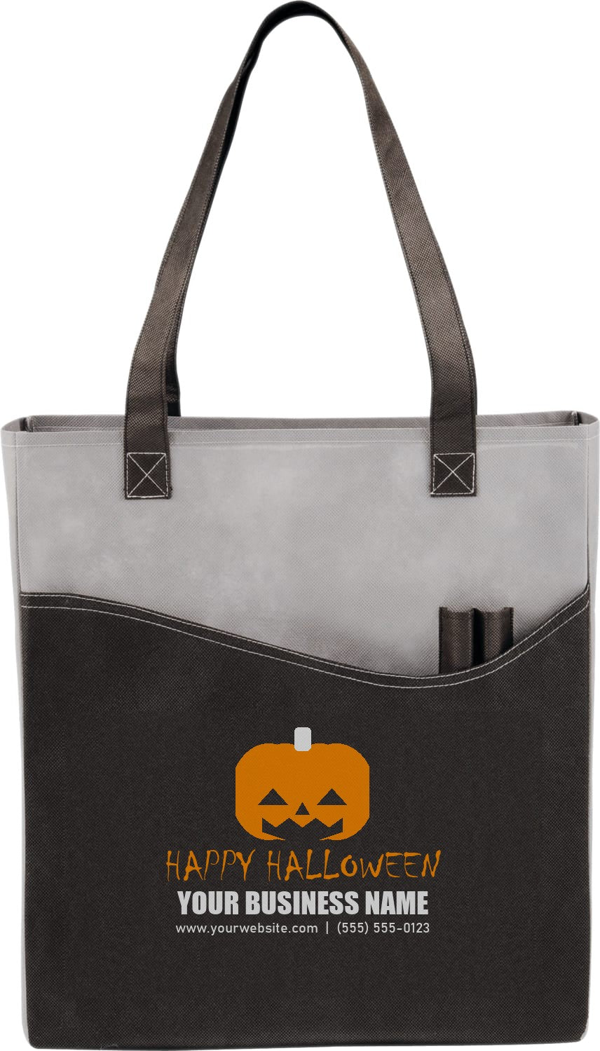 Custom Rivers Pocket Non-Woven Convention Tote - Halloween giveaway sample design, Black