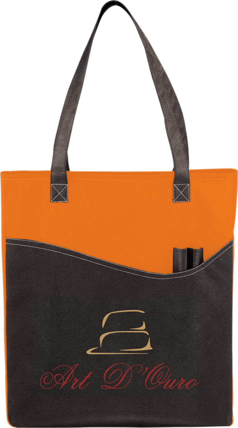 Custom Rivers Pocket Non-Woven Convention Tote - decorated SM-7325OR