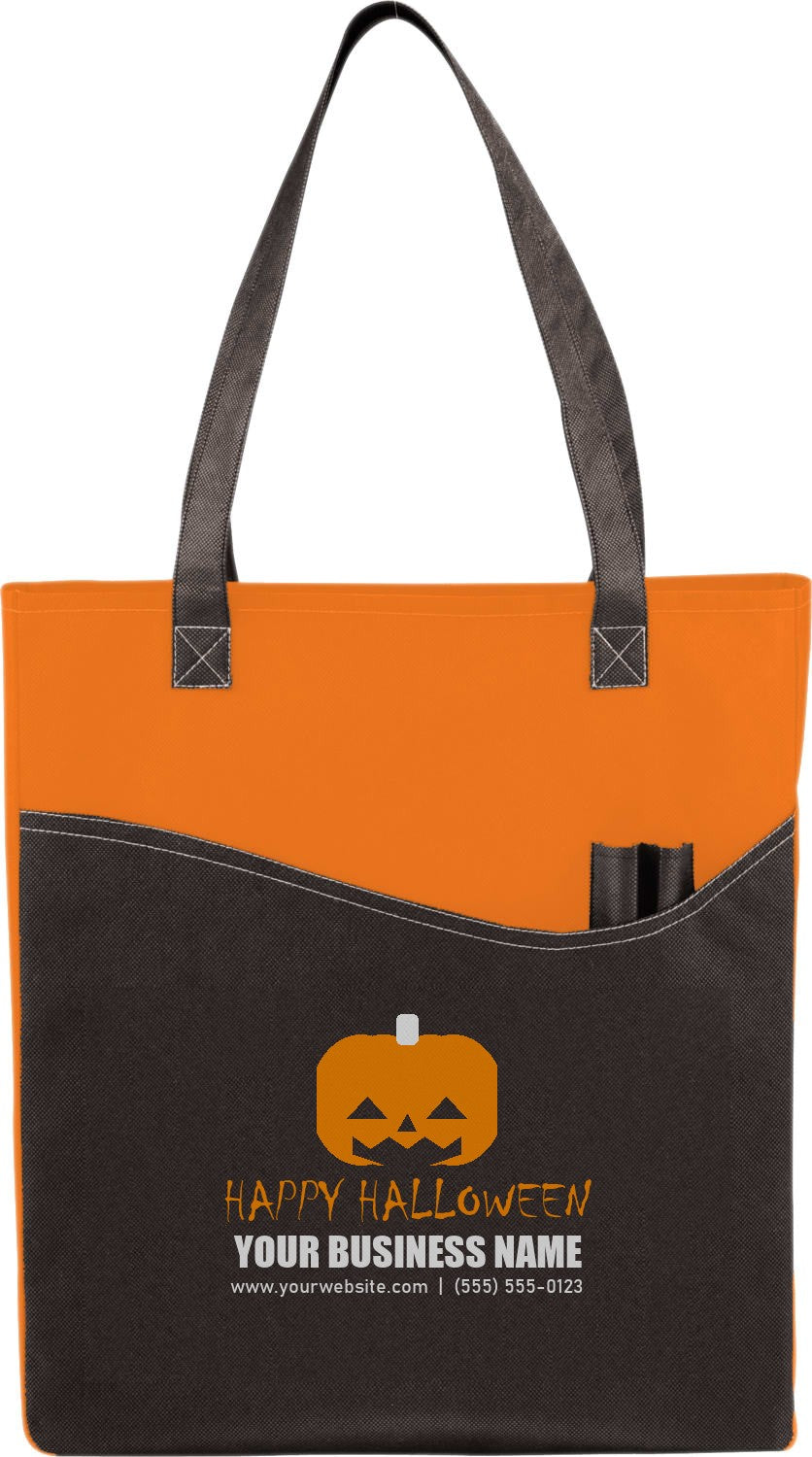 Custom Rivers Pocket Non-Woven Convention Tote - Halloween giveaway sample design, Orange