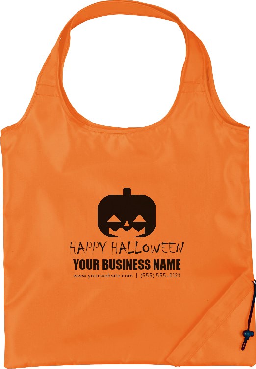 Custom Bungalow Foldaway Shopper Tote - Halloween giveaway sample design, Orange