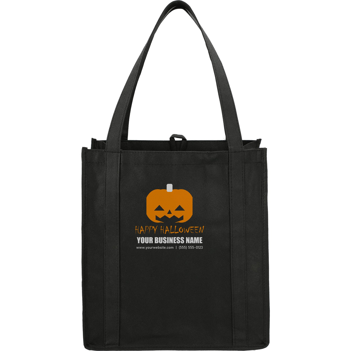 Custom Little Juno Non-Woven Grocery Tote - Halloween giveaway sample design, Black