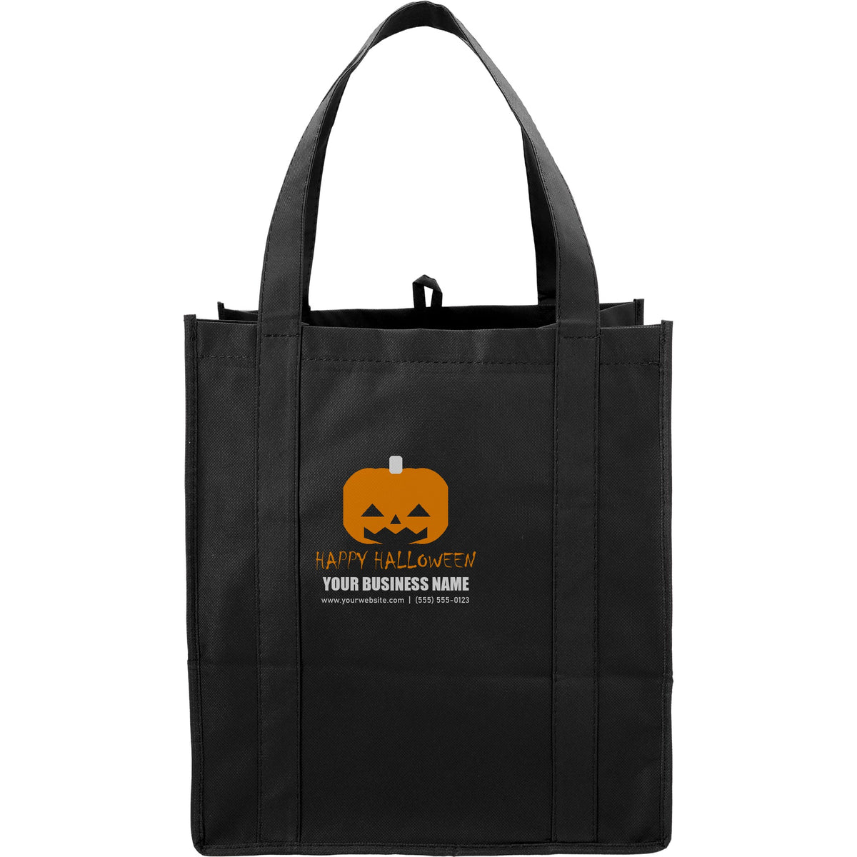 Custom Hercules Non-Woven Grocery Tote - Halloween giveaway sample design, Black