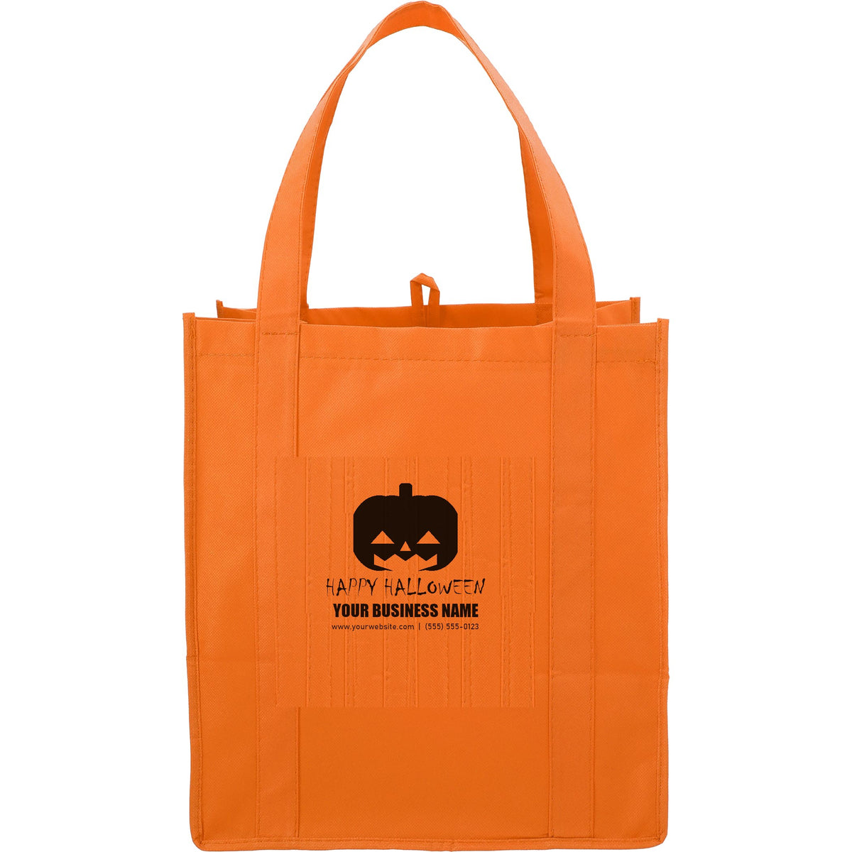 Custom Hercules Non-Woven Grocery Tote - Halloween giveaway sample design, Orange