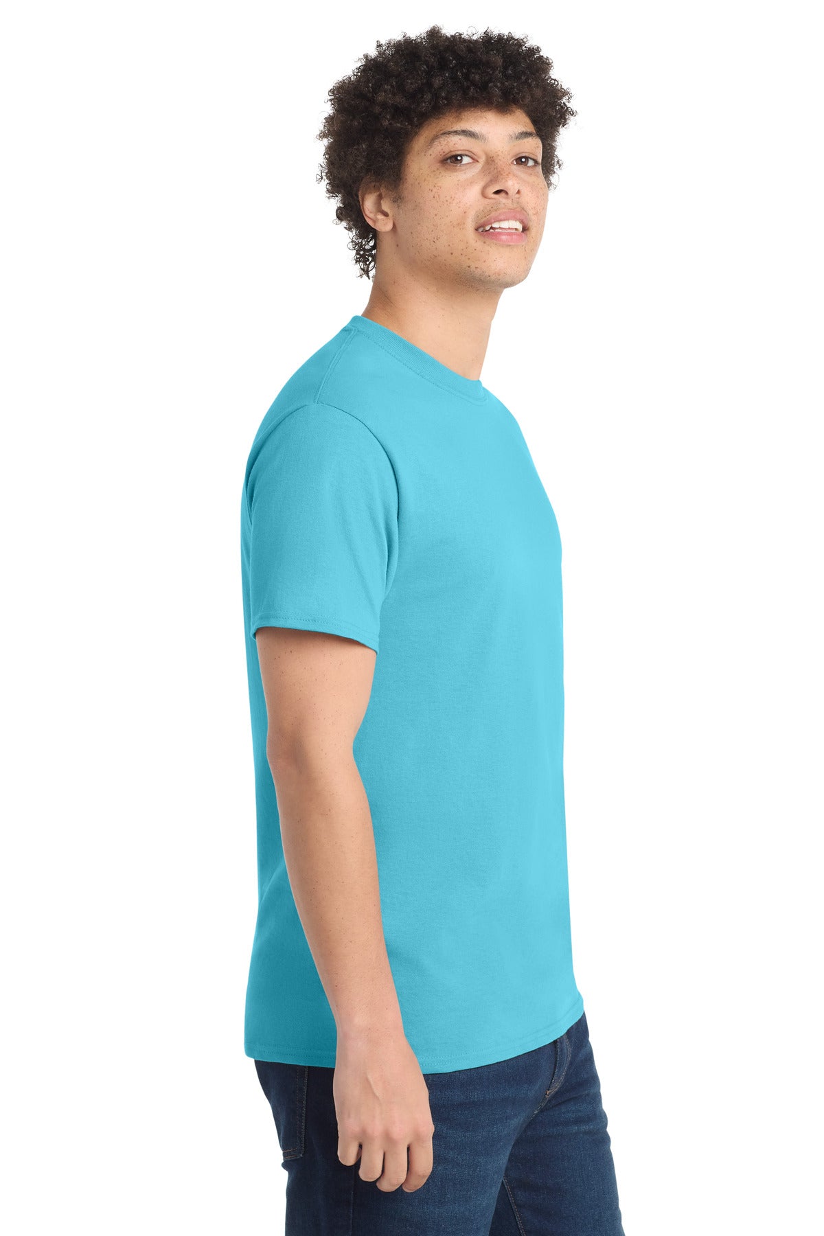 Aquatic Blue Port & Co Core Cotton Tee. PC54 plain