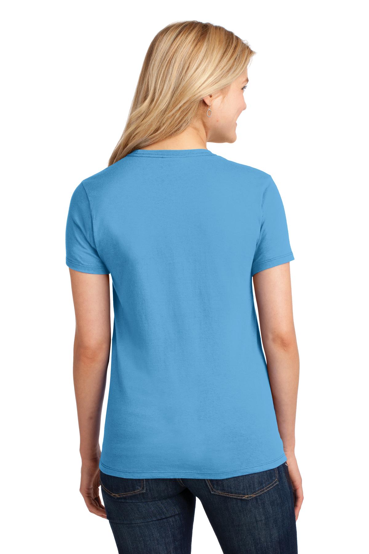 Aquatic Blue Port & Co Women's Core Cotton Tee. LPC54 plain
