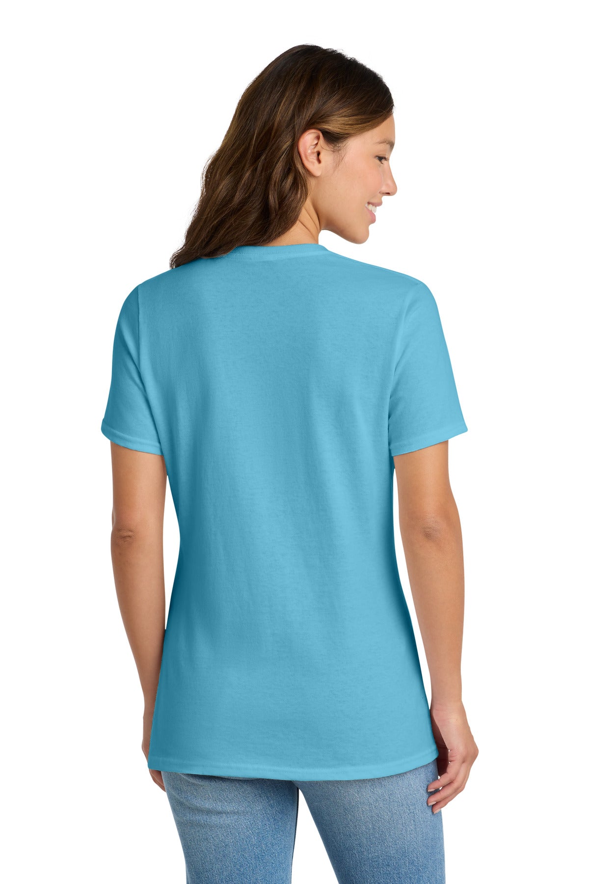 Aquatic Blue Port & Co Women's Core Cotton Tee. LPC54 plain
