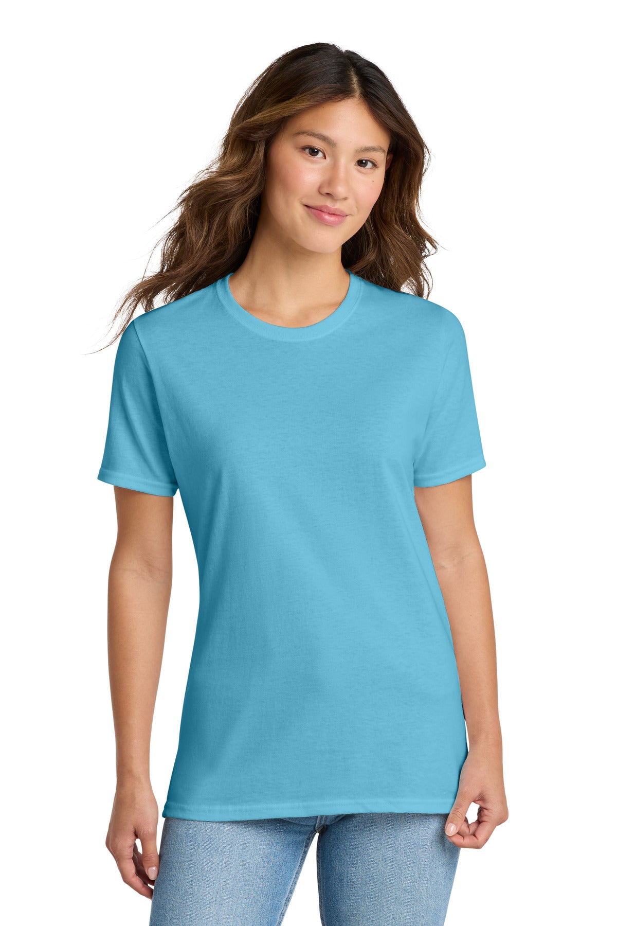Aquatic Blue Port & Co Women's Core Cotton Tee. LPC54 plain