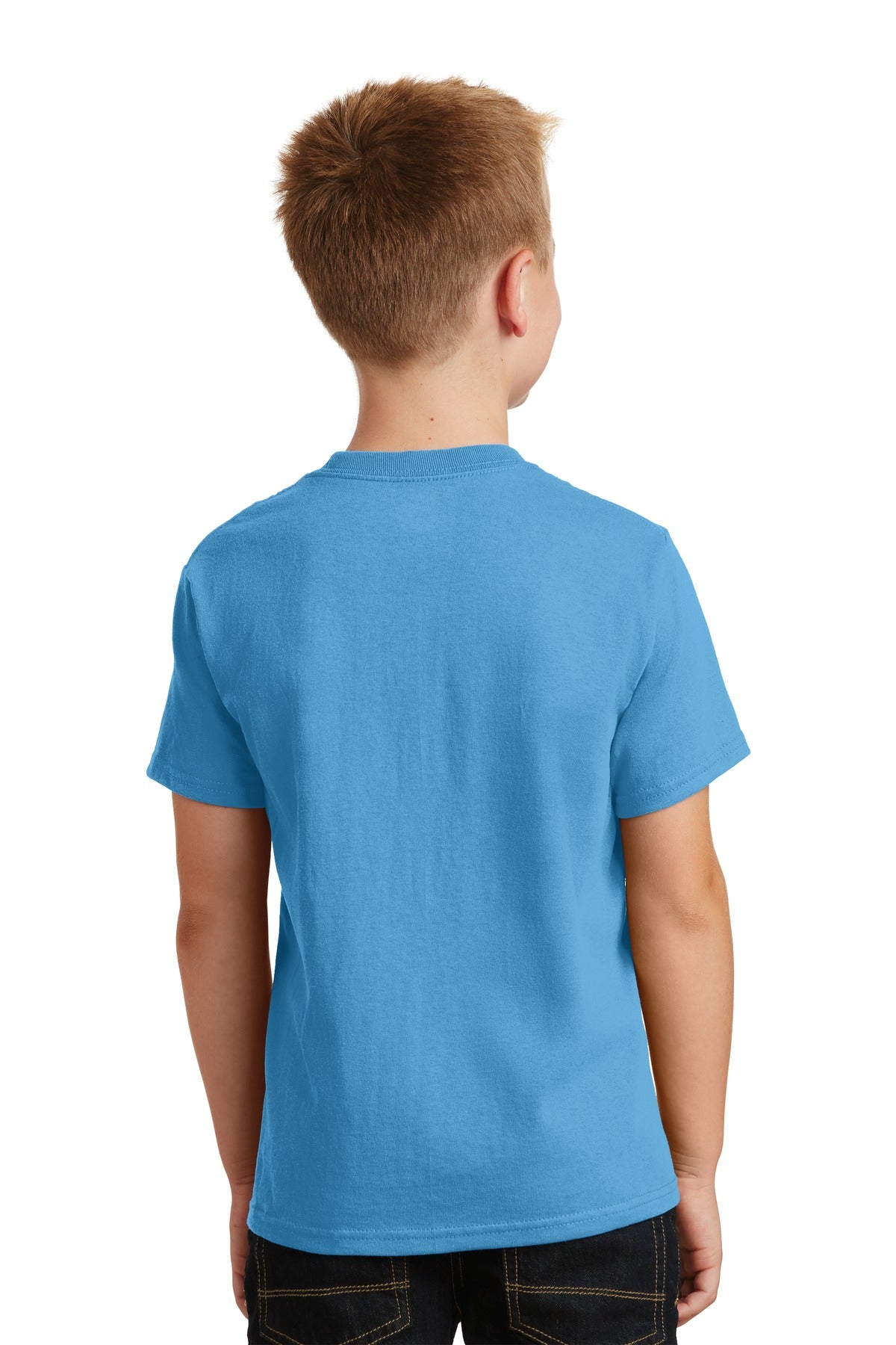 Aquatic Blue Port & Co Youth Core Cotton Tee. PC54Y plain