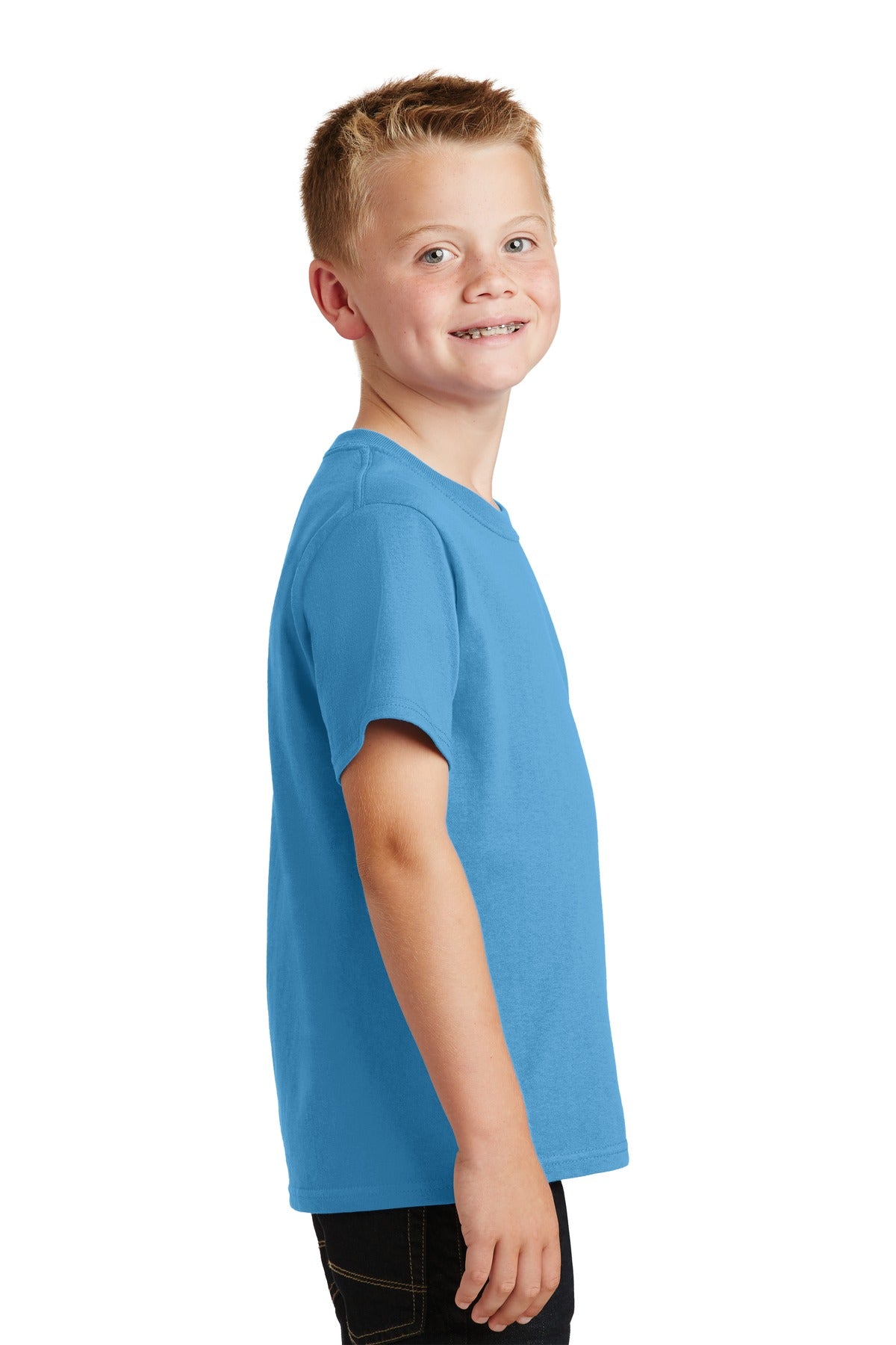 Aquatic Blue Port & Co Youth Core Cotton Tee. PC54Y