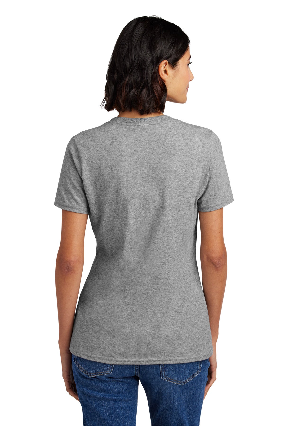 Athl Heather Port & Co Women's Core Cotton V-Neck Tee. LPC54V plain