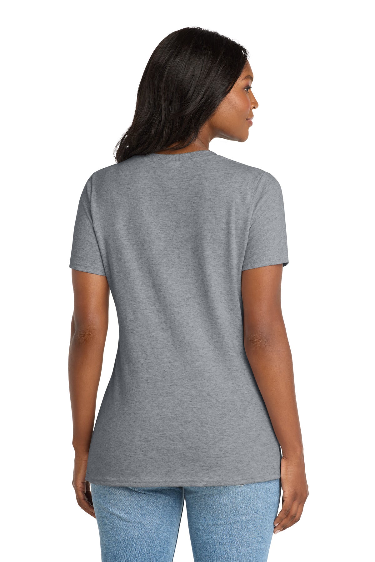 Athl Heather Port & Co Women's Core Cotton V-Neck Tee. LPC54V plain