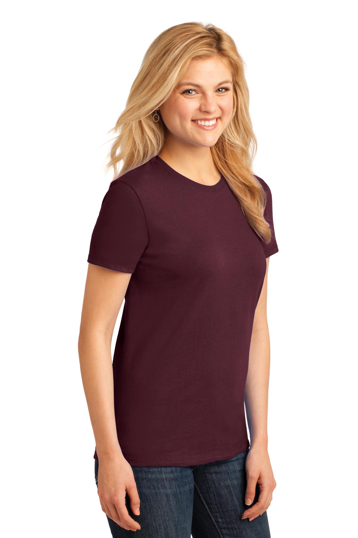 Athl Maroon Port & Co Women's Core Cotton Tee. LPC54 plain