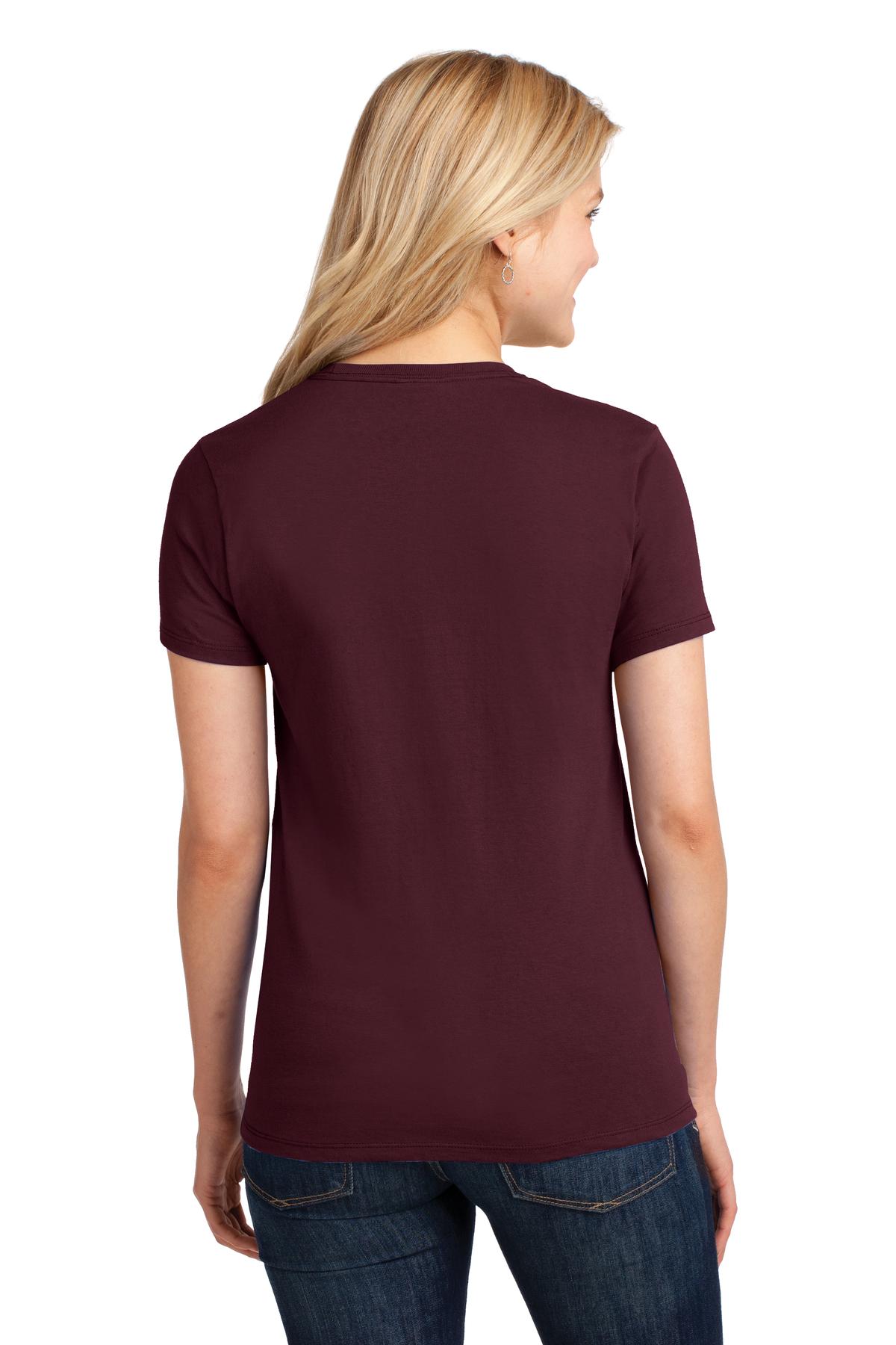 Athl Maroon Port & Co Women's Core Cotton Tee. LPC54 plain