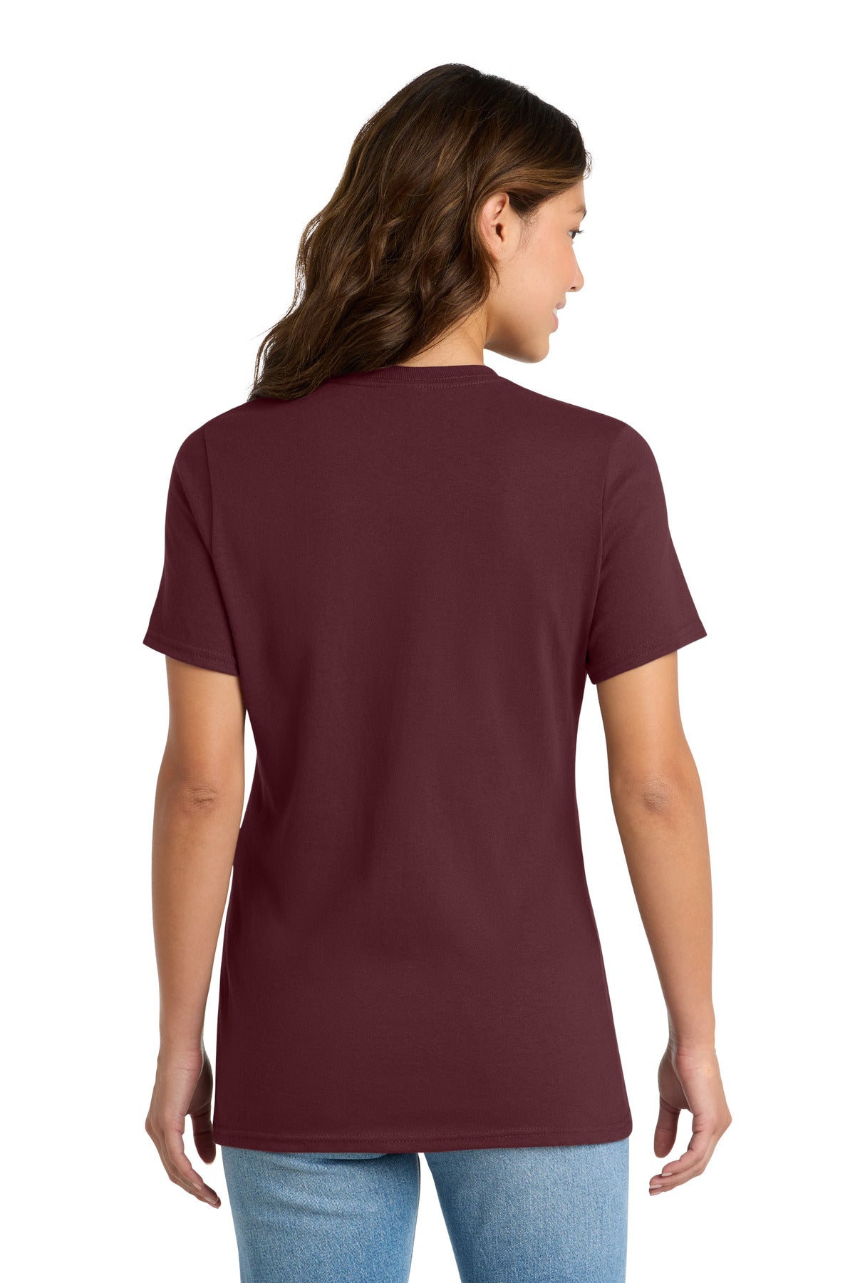 Athl Maroon Port & Co Women's Core Cotton Tee. LPC54 plain