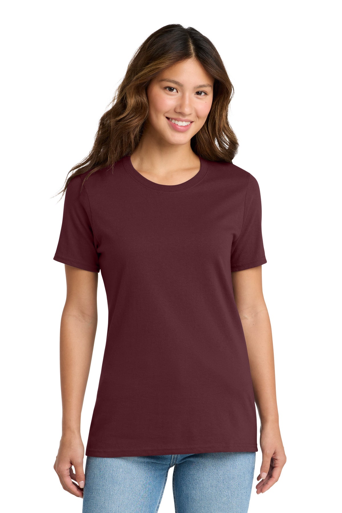 Athl Maroon Port & Co Women's Core Cotton Tee. LPC54 plain