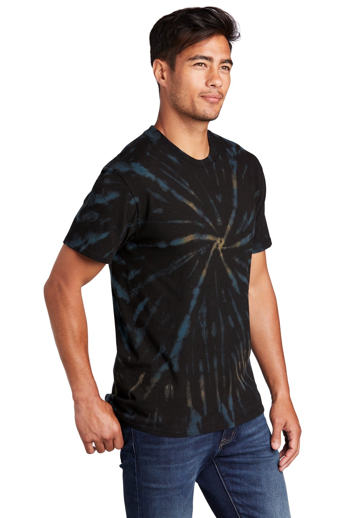 Black Galxy Sp Port & Co Tie-Dye Tee. PC147 plain