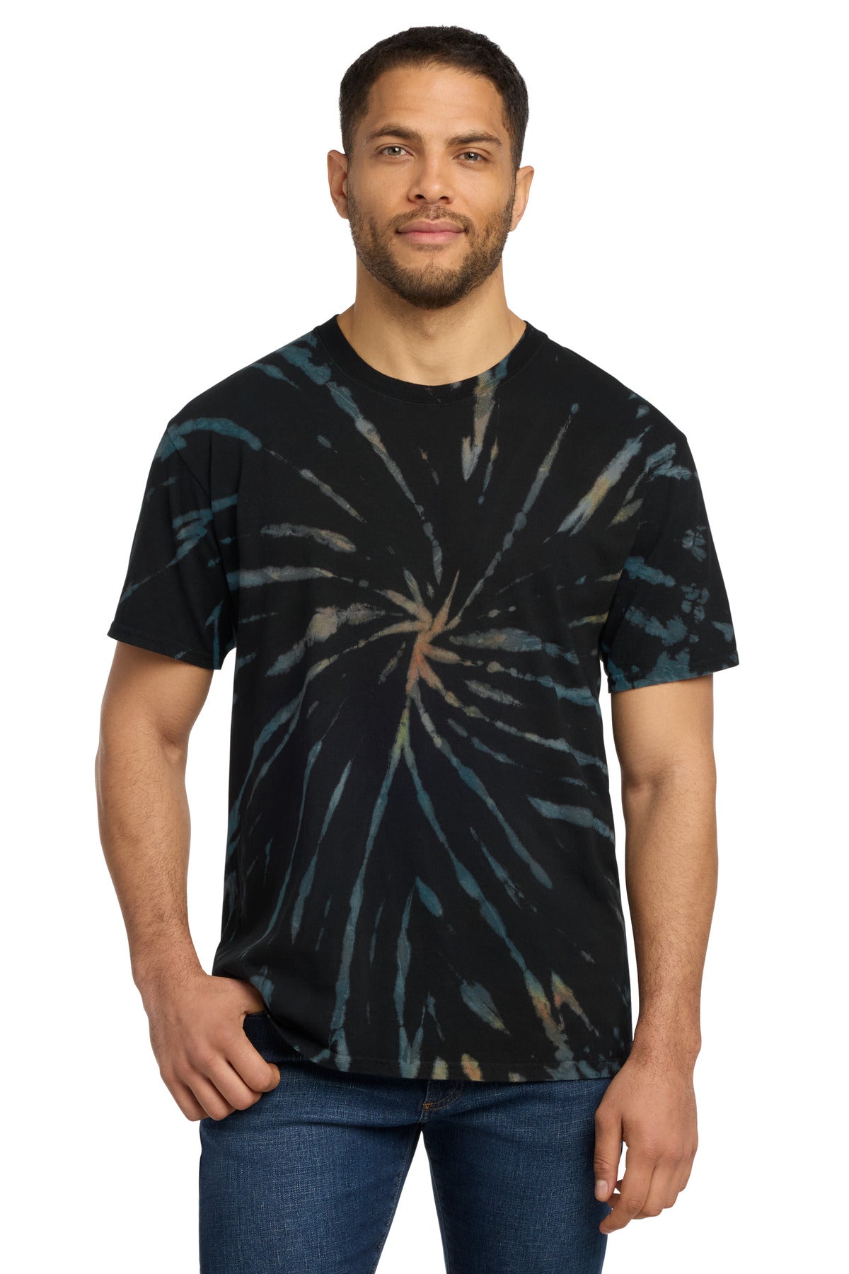 Black Galxy Sp Port & Co Tie-Dye Tee. PC147 plain