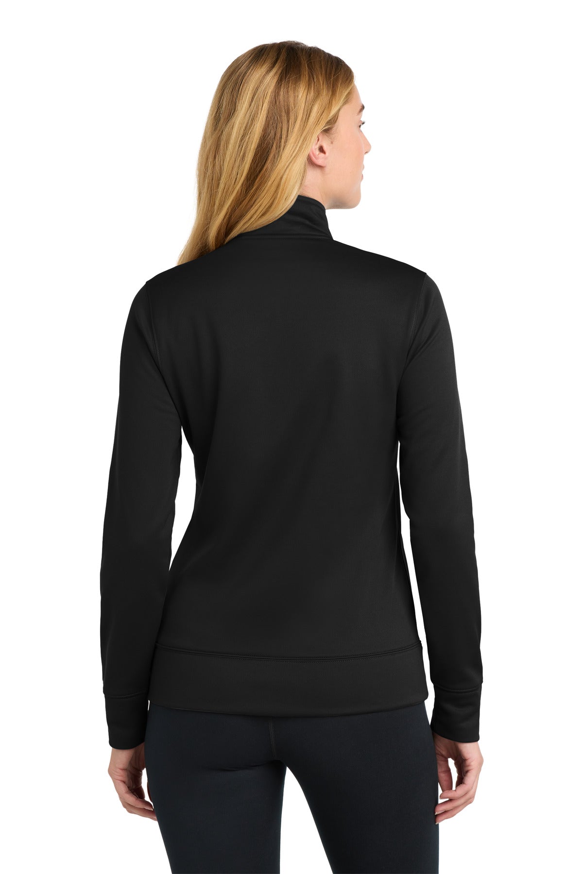 Black Sport-Tek Women's Sport-Wick Fleece Full-Zip Jacket. LST241 plain