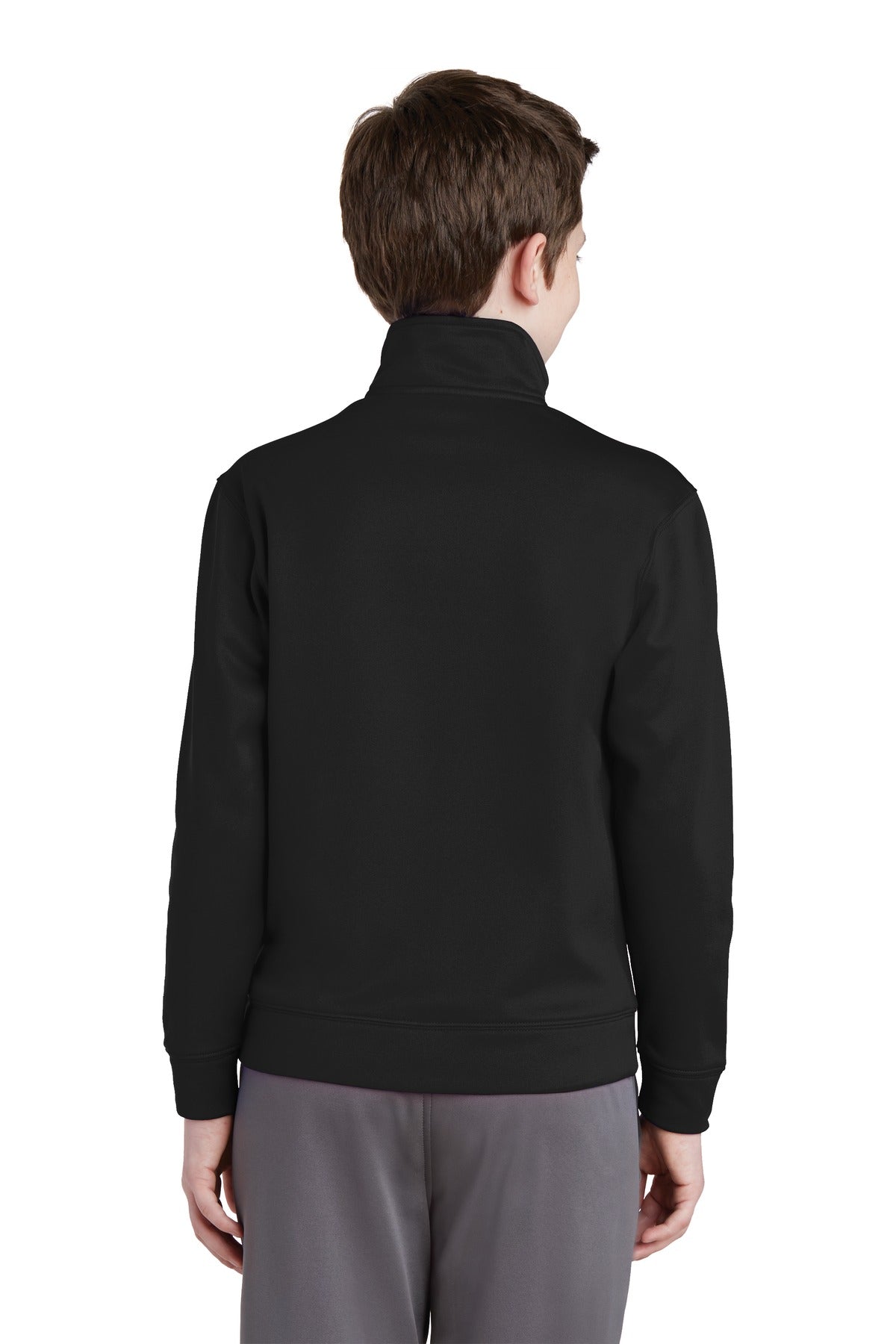 Black Sport-Tek Youth Sport-Wick Fleece Full-Zip Jacket. YST241 plain