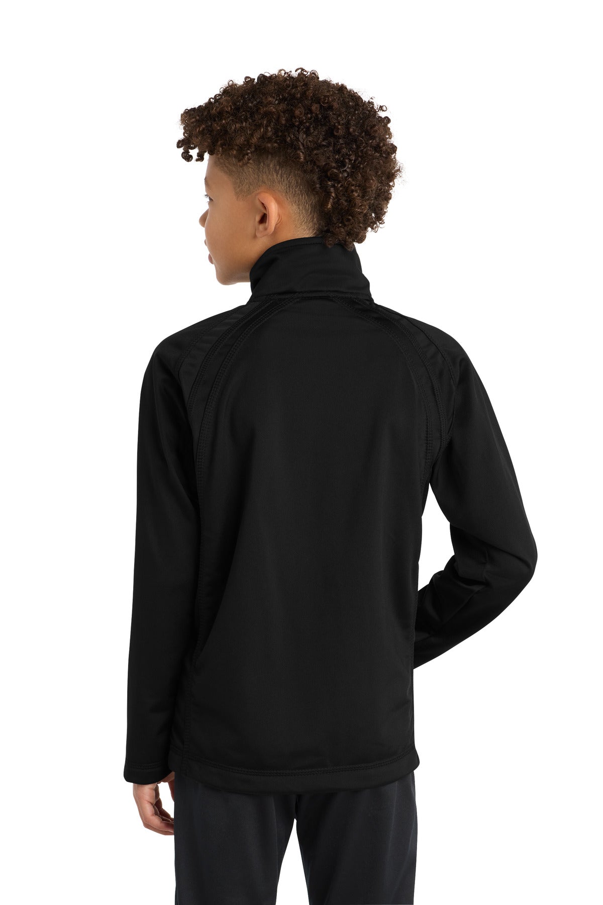 Black/Black Sport-Tek Youth Tricot Track Jacket. YST90 plain