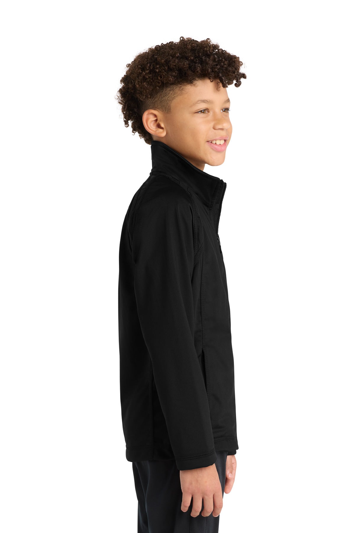 Black/Black Sport-Tek Youth Tricot Track Jacket. YST90
