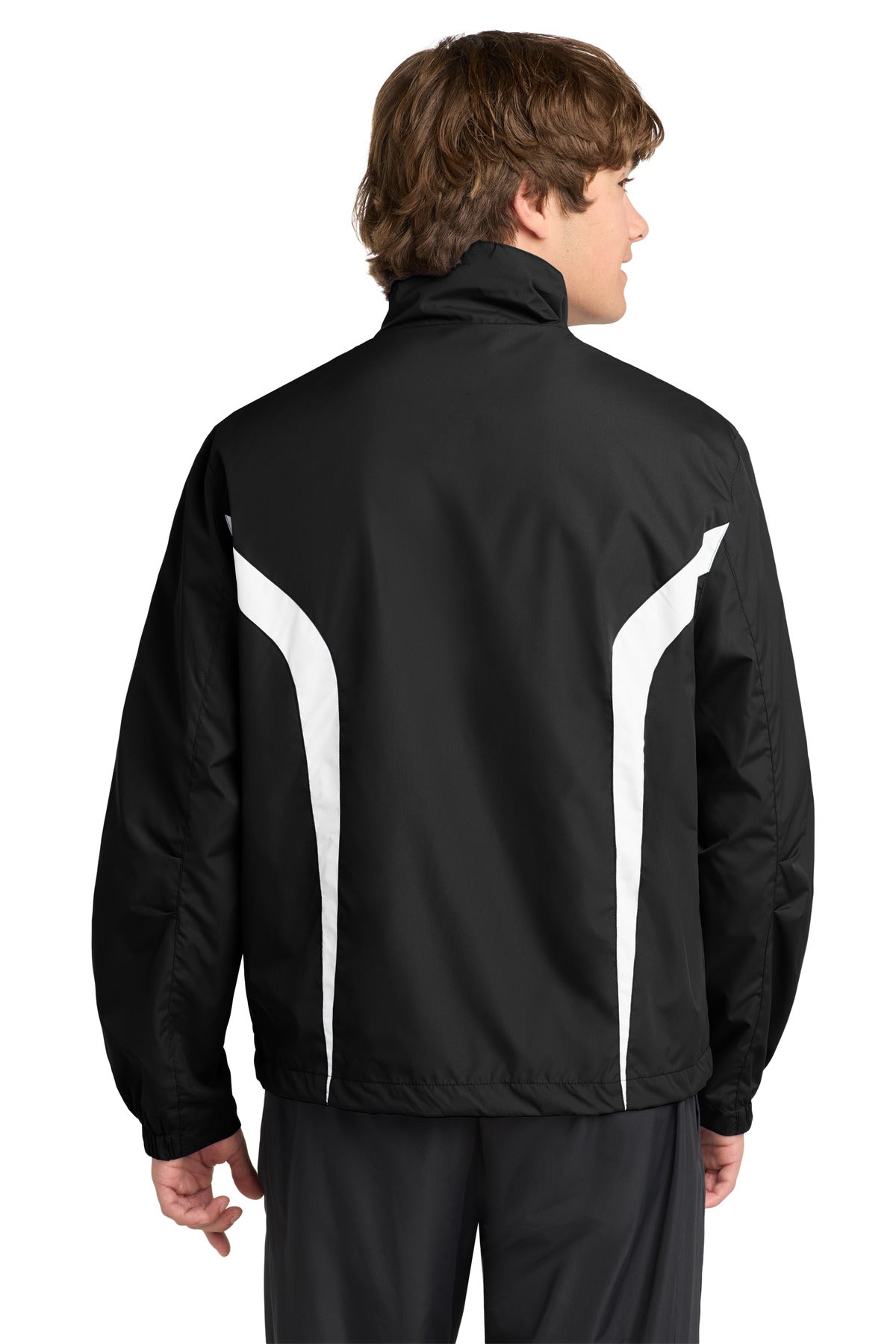 Black/White Sport-Tek Colorblock Raglan Jacket. JST60 plain