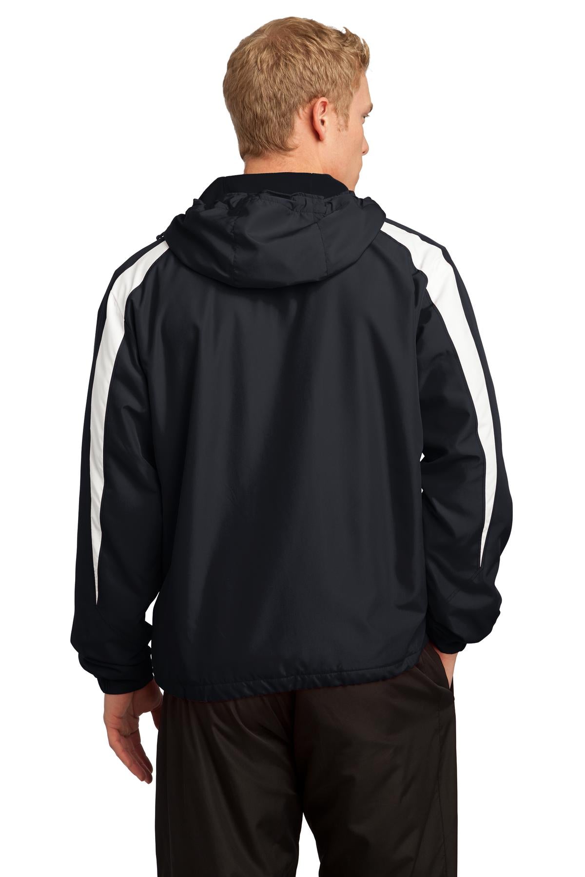 Black/White Sport-Tek Fleece-Lined Colorblock Jacket. JST81 plain