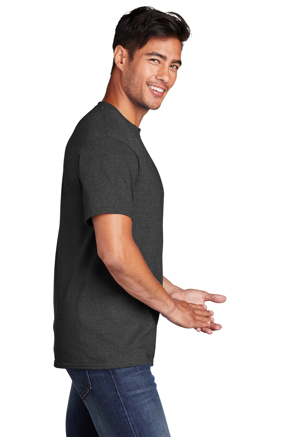 BlkHthr Port & Co Core Cotton Tee. PC54
