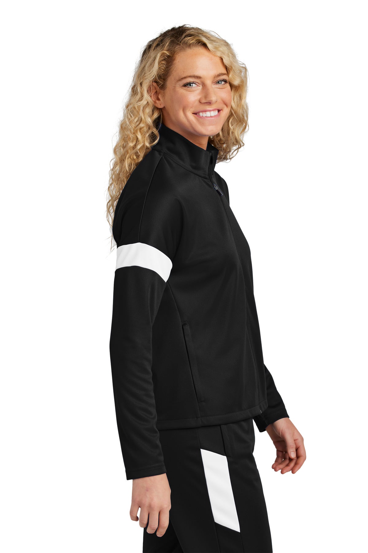 Blk/White Sport-Tek Women's Travel Full-Zip Jacket LST800
