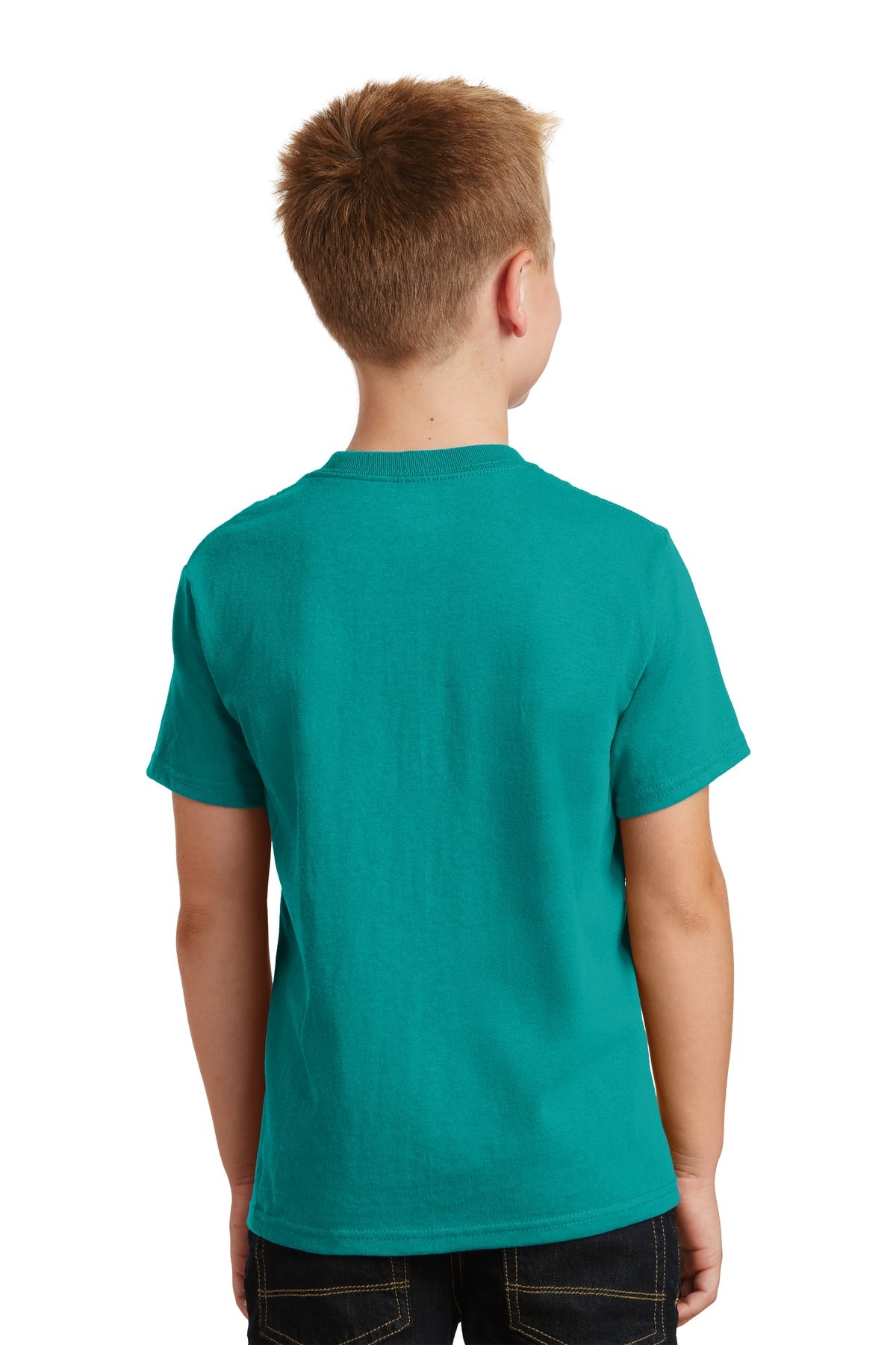 Bright Aqua Port & Co Youth Core Cotton Tee. PC54Y plain
